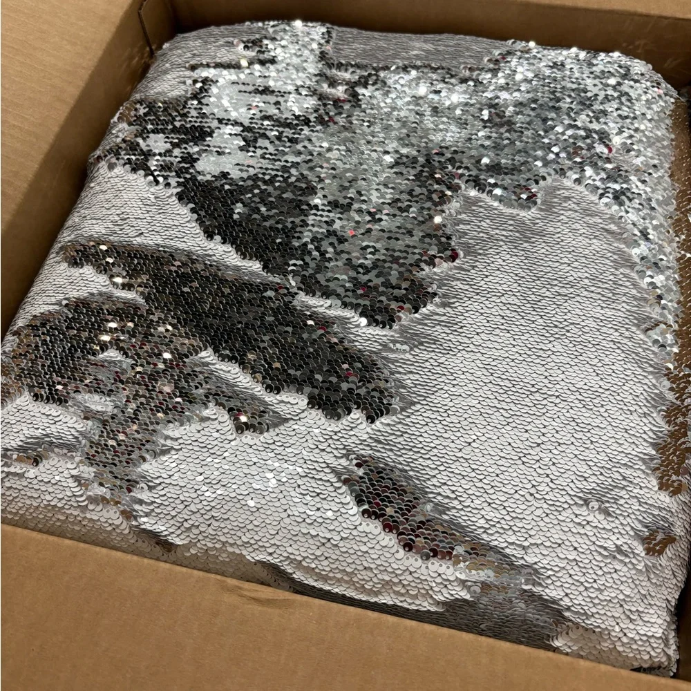Silver and‎ White Elegant Sequin Pillow by Aviva Stanoff